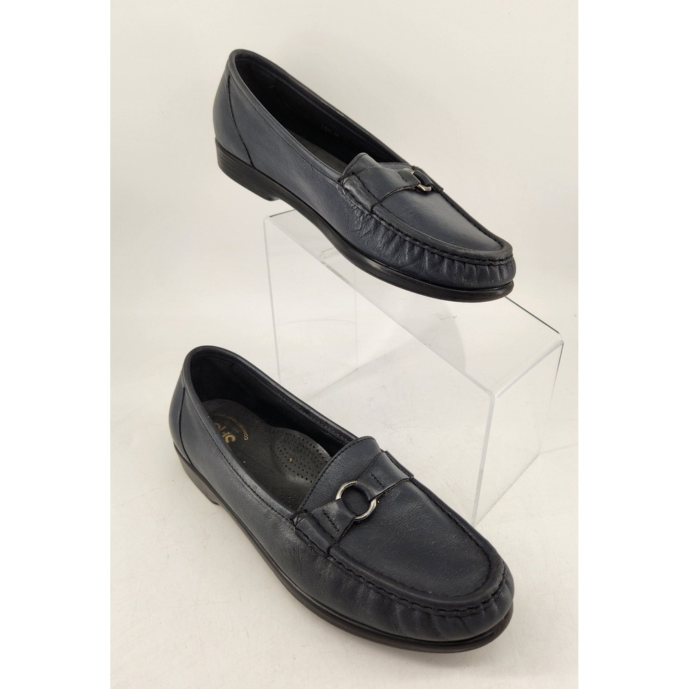 SAS Jewel Loafers Tripad Women 10.5 M Navy Blue Leather Comfort Ring Detail